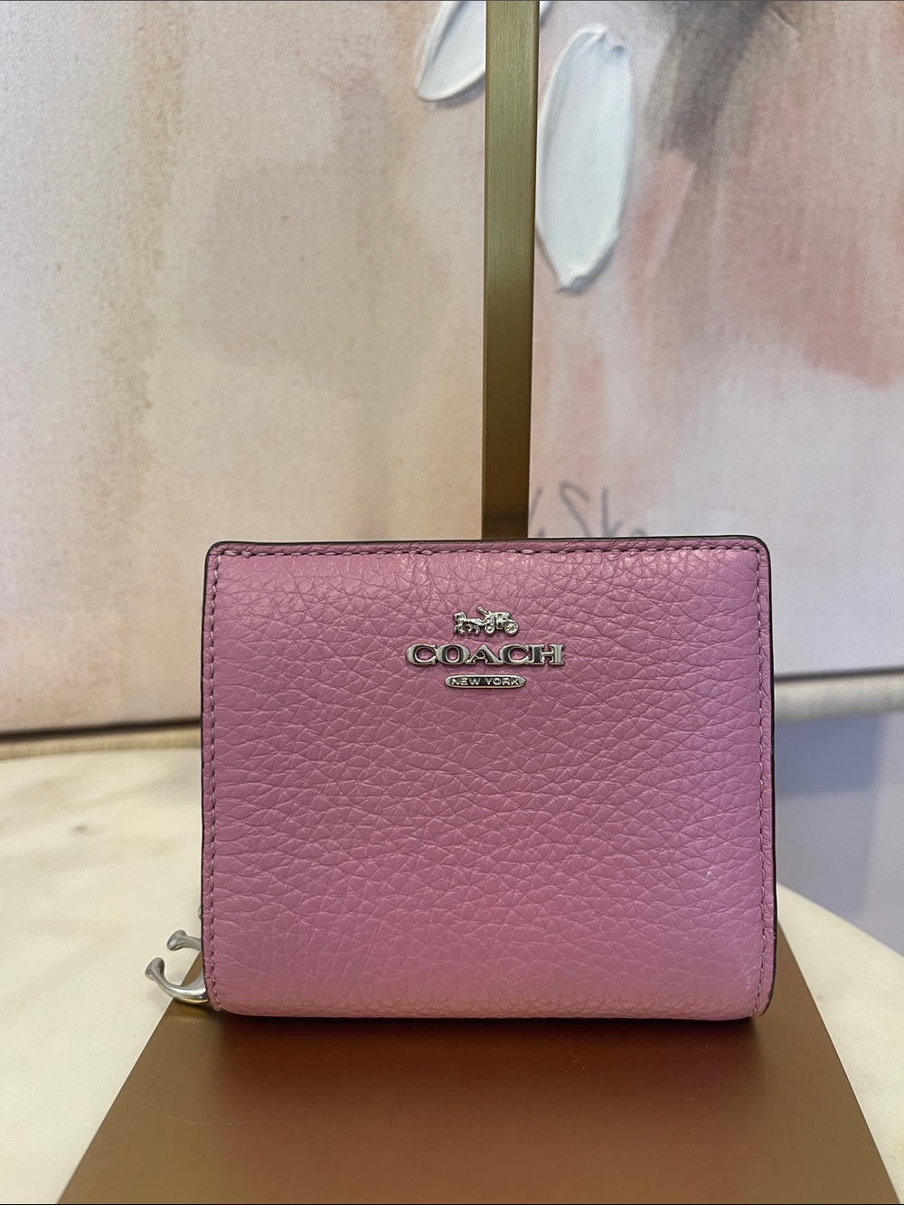 Coach Purple Pebbled Leather Compact Wallet